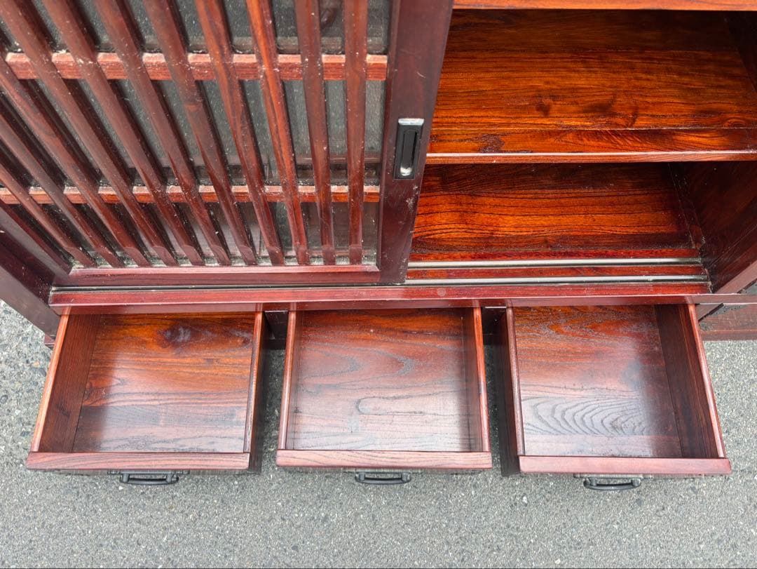 赤*こ様 木製　棚　和風　レトロ　アンティーク　キャビネット　茶棚　戸棚　民芸家