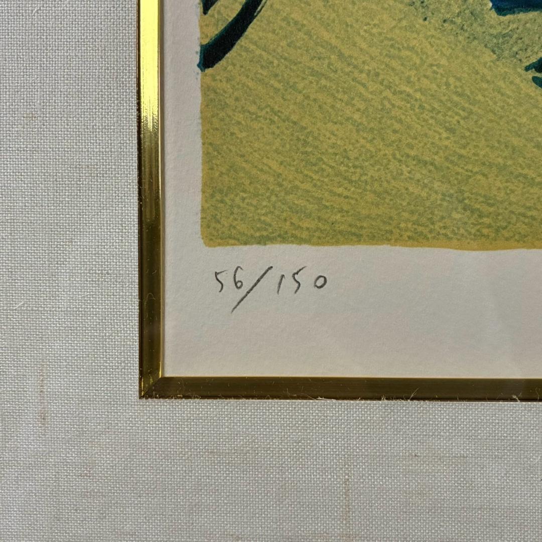 ピエール・ボンコンパン「テーブルクロスの静物」リトグラフ 大作 直筆サイン入り