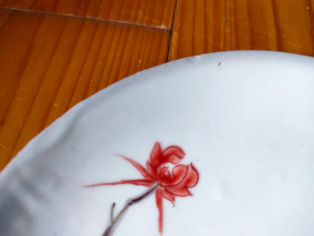 【武】古九谷五彩手　花柄文　五寸皿　本物　５客