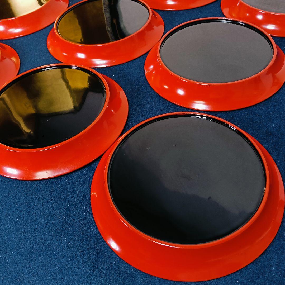 AN14 時代物 木製朱漆塗り 菓子皿 10客 懐石 会席 茶道具