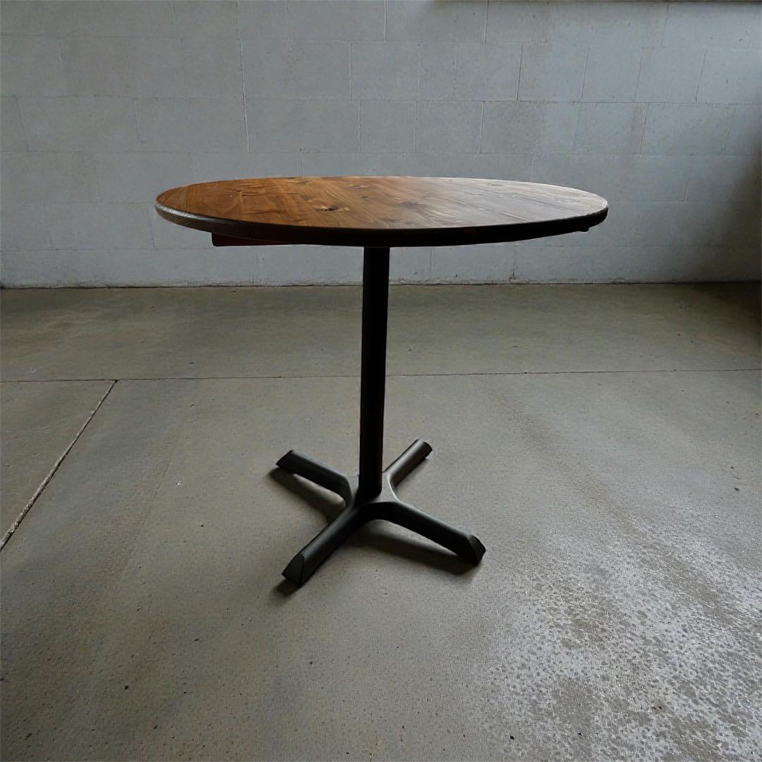 丸テーブル　机　リビング　ダーク　アイアン　カフェ　天然木　無垢材