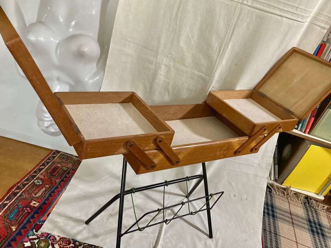 ビンテージ木製ケ-ス&本スタンド(開閉蓋式)