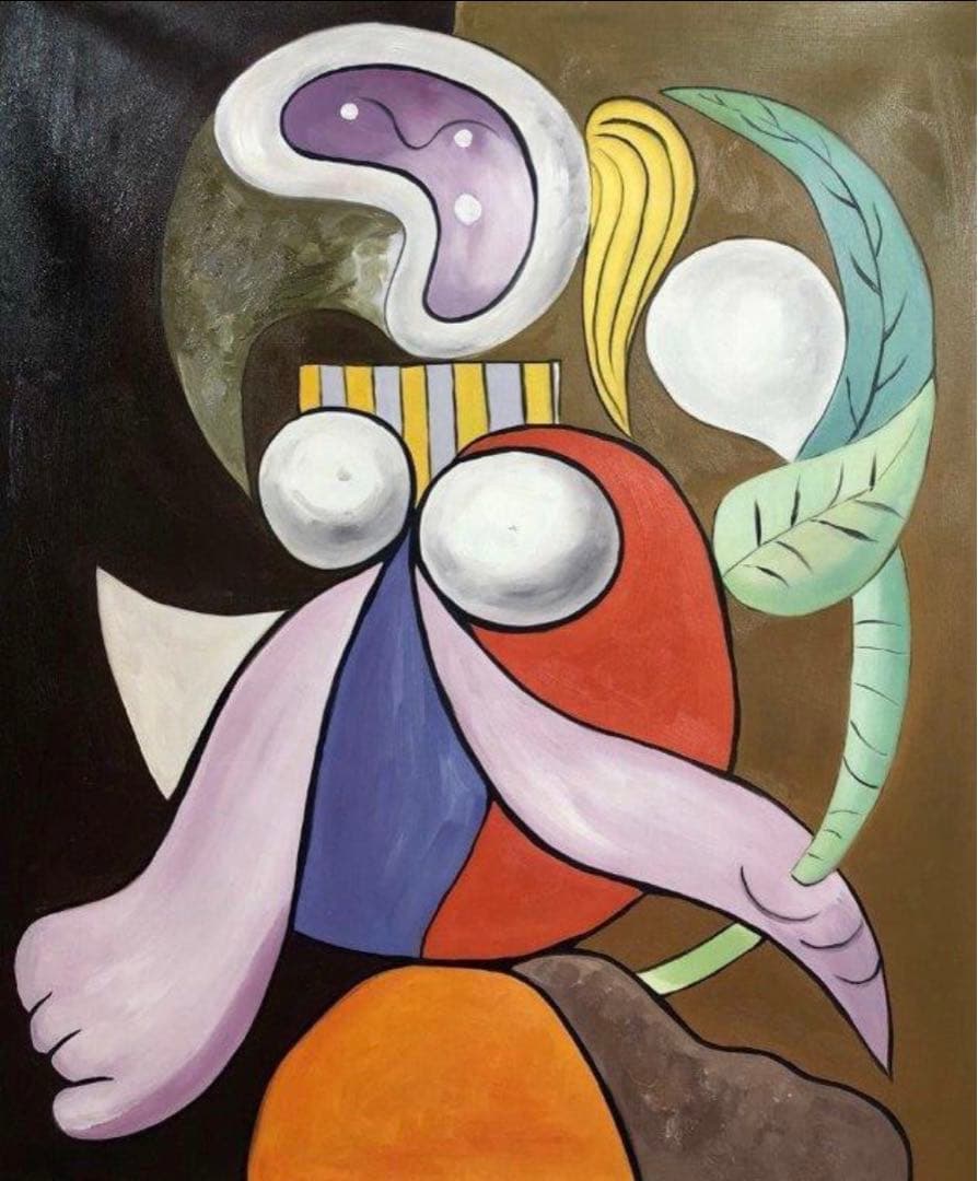 肉筆☆油絵☆F20号『woman with a flower』ピカソ/模写