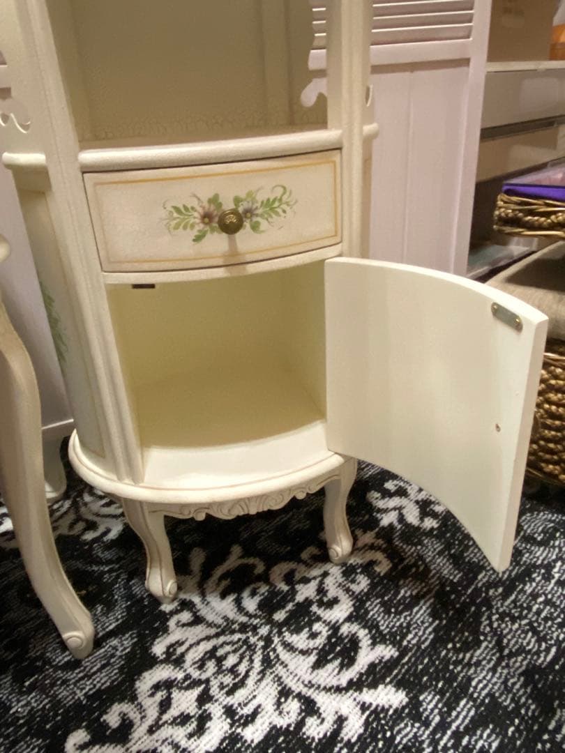 ホワイト シャビー♦️高級ドレッサー&スツールセット♦️希少ハンドペイント♦️送料込