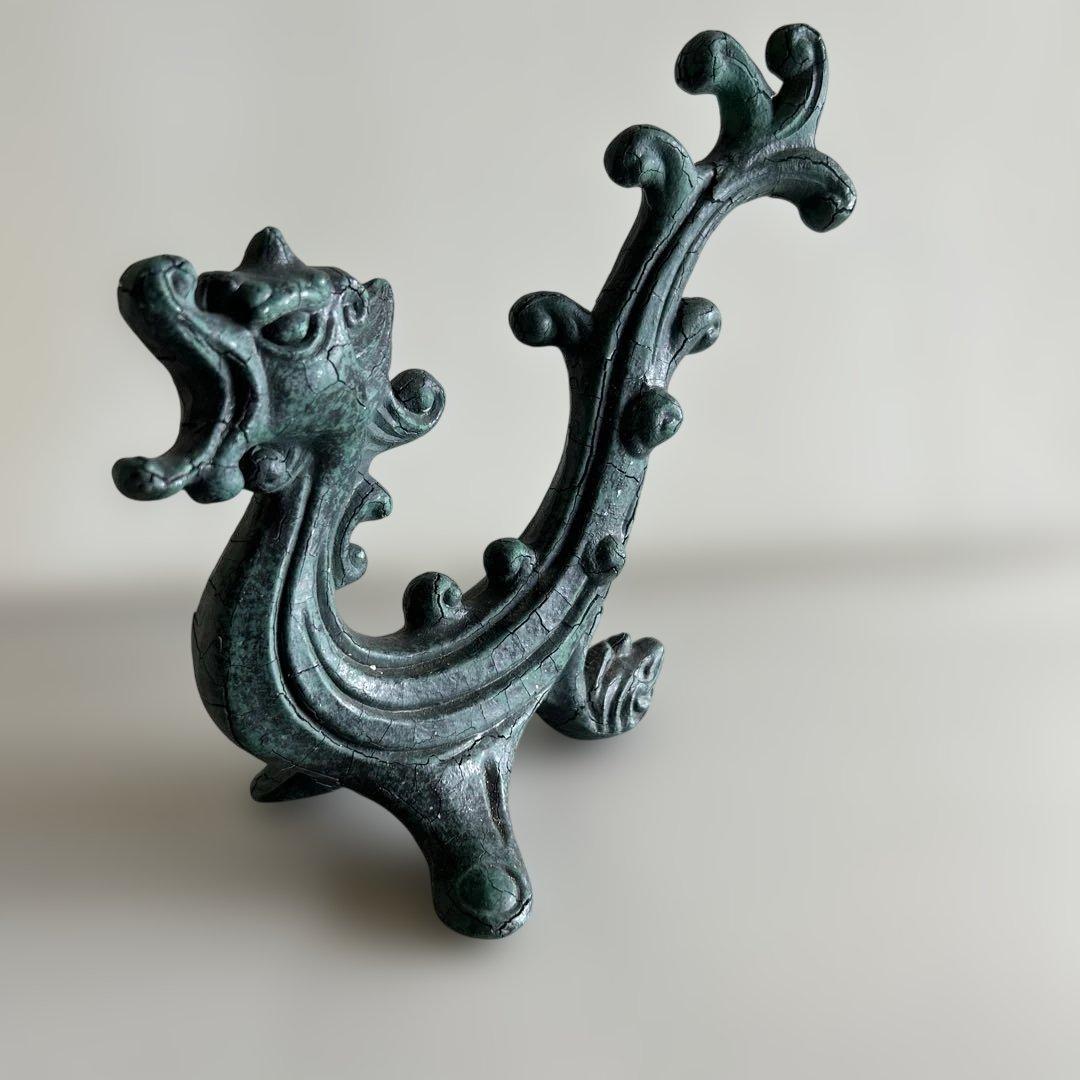 中国 古美術 鋳物 金属工芸 華龍 置物 龍置物 竜置物