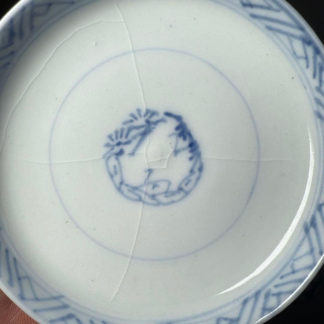 古伊万里　染付雪輪文蓋茶碗　六客　江戸時代後期　品格　可愛らしい器　料理屋