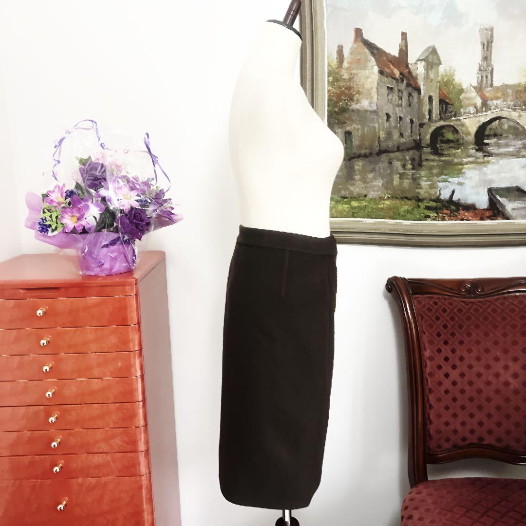 美品　HERMES エルメス　ダブルフェイス　カシミヤ スカート　ブラウン