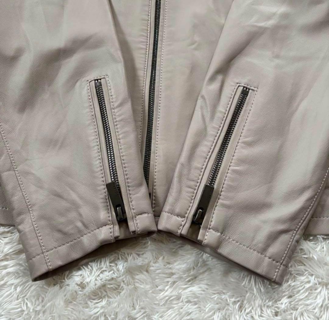 新品　ジョゼフオム　ライトラムナッパレザー　ライダースジャケット　ベージュ　52