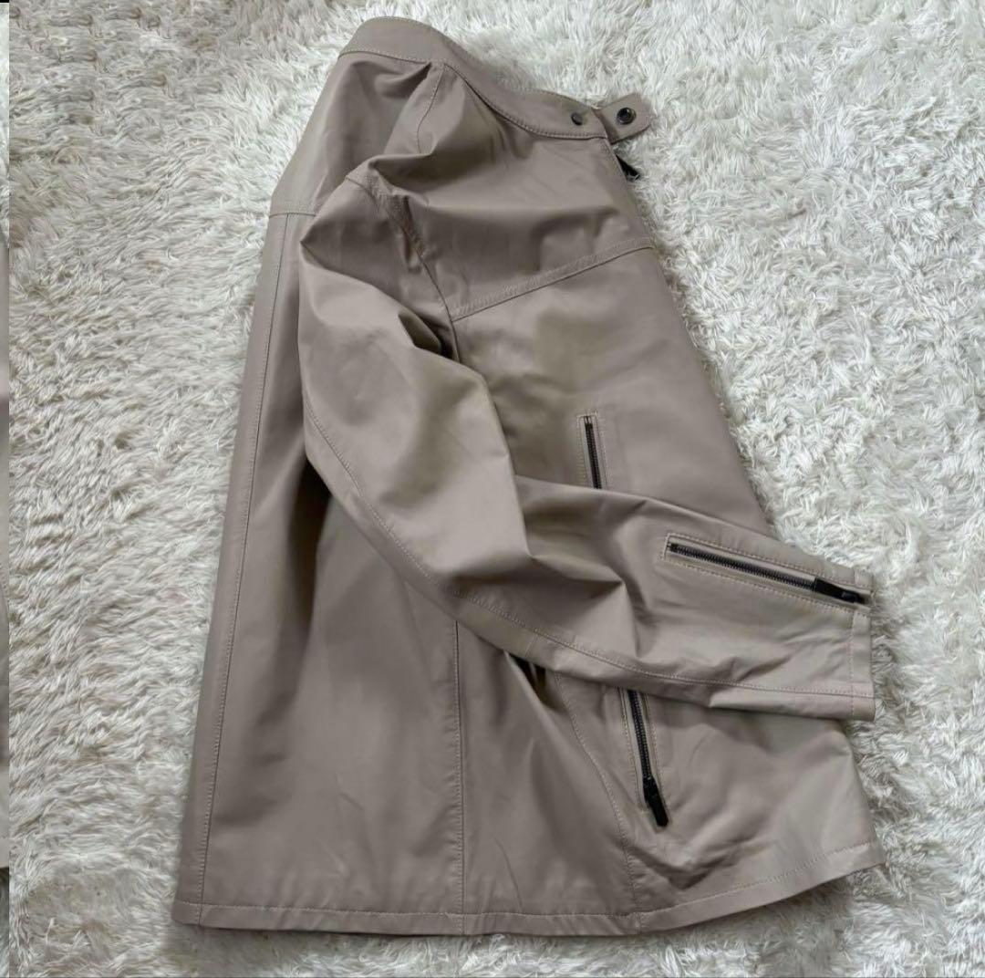 新品　ジョゼフオム　ライトラムナッパレザー　ライダースジャケット　ベージュ　52