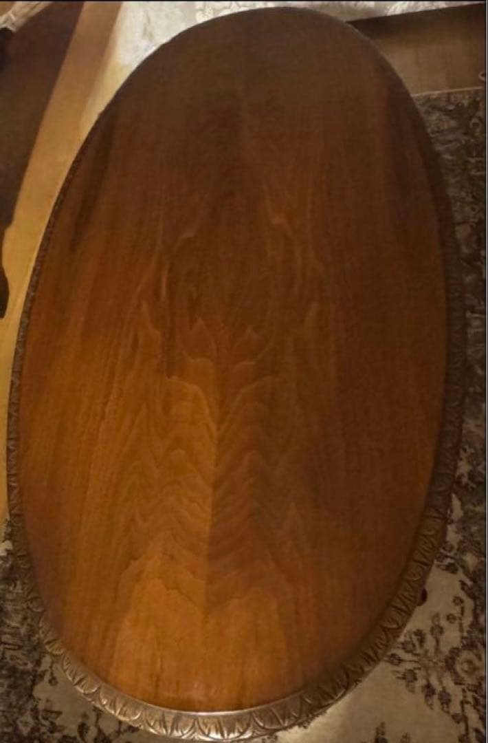 【匿名配送】猫足 楕円形★センターテーブル★彫 テーブル★アンティーク