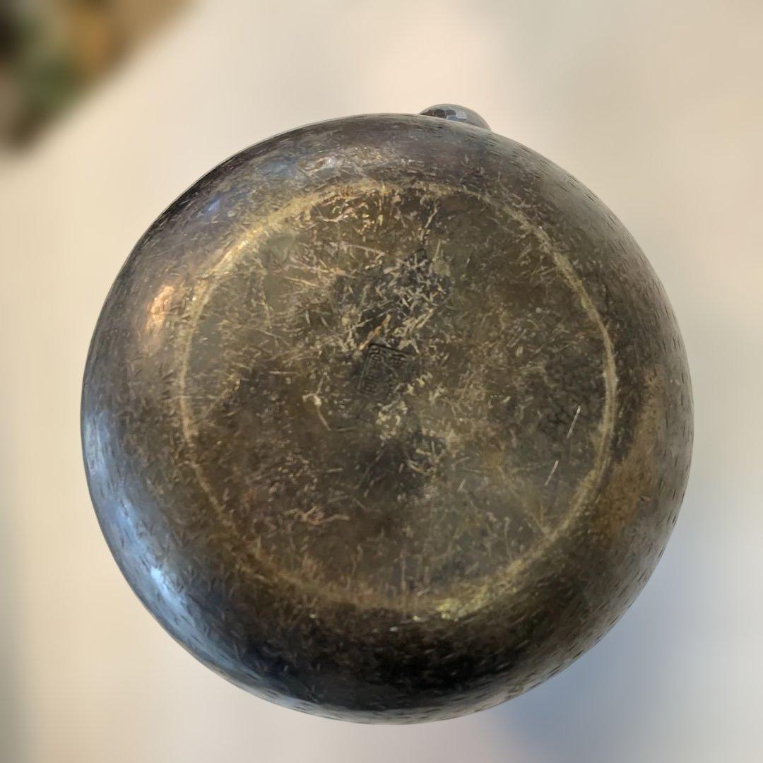 【yo-83】煎茶道具　鉄瓶　銀瓶　竹製ハンドル　昭和レトロ　銀製　急須　燻し銀