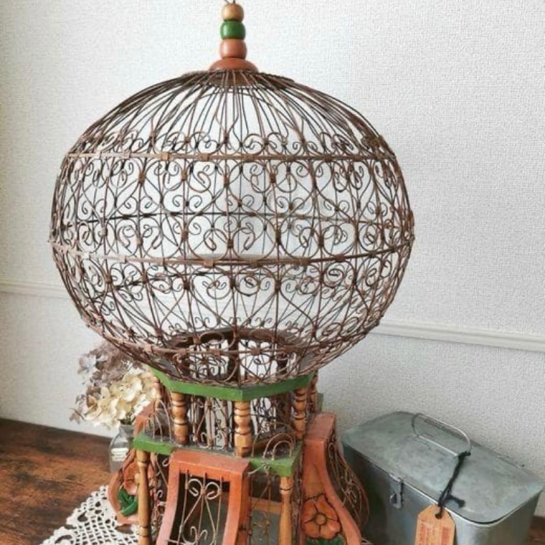 フランス　アンティーク　鳥籠　バードゲージ　ブロカント　シャビー　19世紀　V1