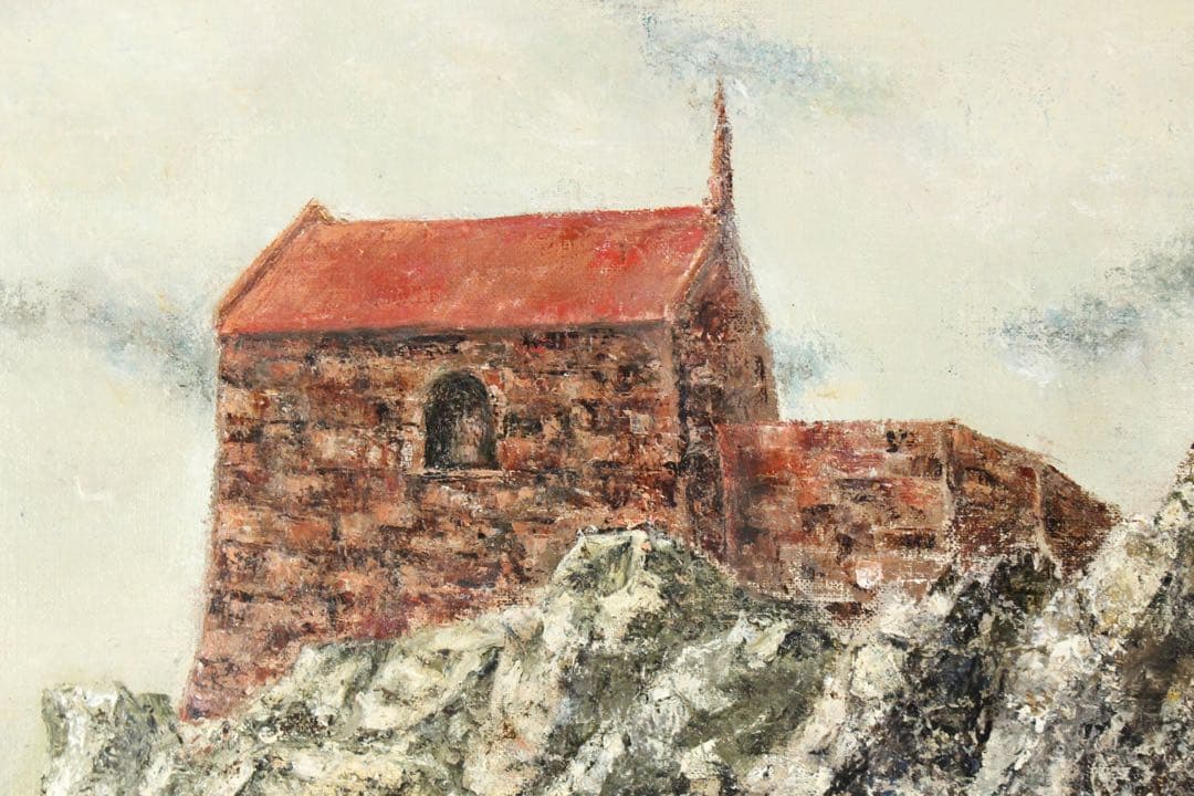 No5301 額装　黒田保「モン・サン・ミッシェル」　油彩画　F10号　送料無料