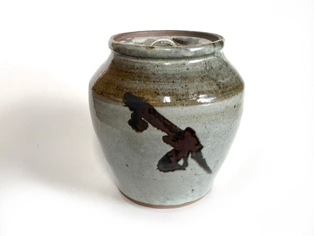 陶芸家　人間国宝　濱田庄司　浜田庄司　？　鉄絵　トウキビ文　水指　茶道具　益子