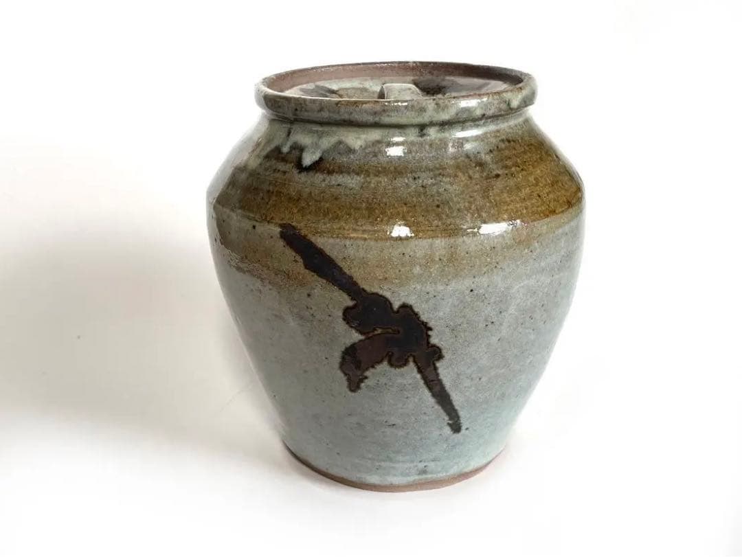 陶芸家　人間国宝　濱田庄司　浜田庄司　？　鉄絵　トウキビ文　水指　茶道具　益子