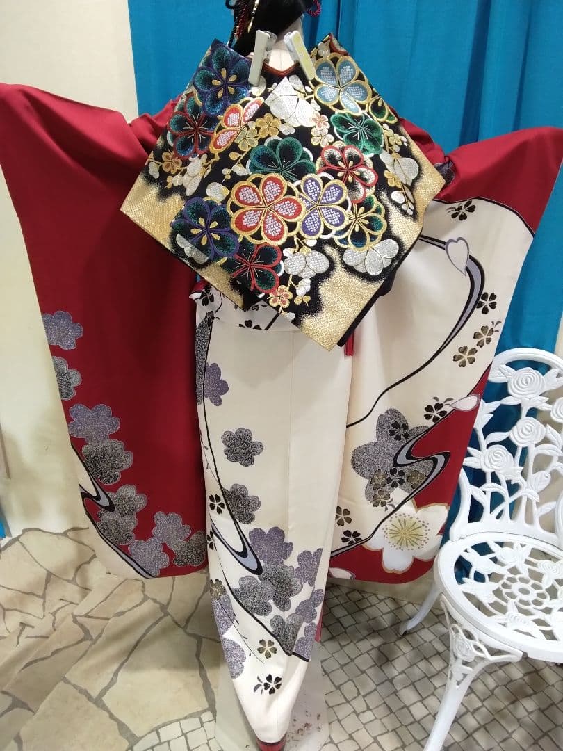 【専用】振袖フルセット、正絹振袖、半襟重ね衿、帯揚げ帯締め、西陣袋帯、長襦袢、H