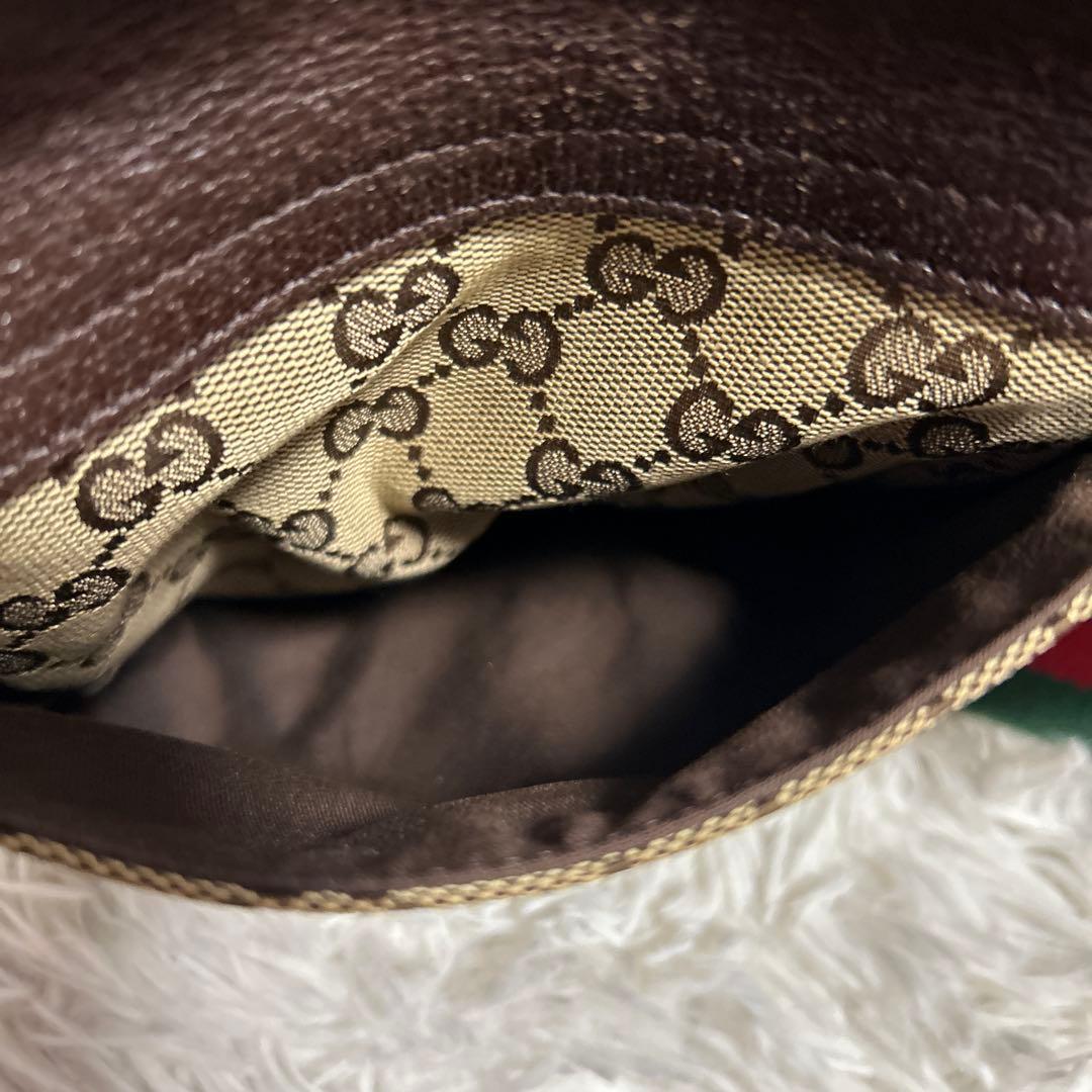 GUCCI GGキャンバス　シェリーライン ショルダーバッグ　ロゴ　レザー