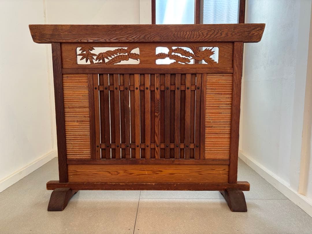 ついたて 衝立 間仕切り 欄間 パーテーション 工芸 民芸 木彫り ヴィンテージ