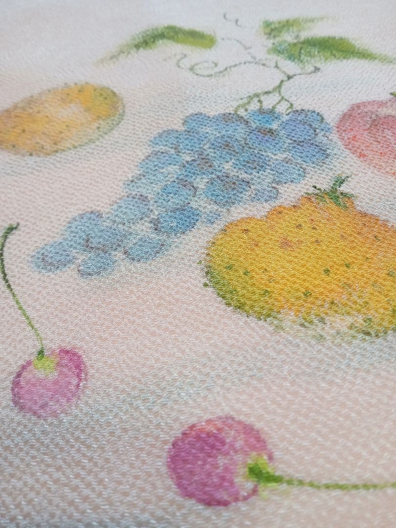 新品！正絹名古屋帯 手描き果物 作家落款印