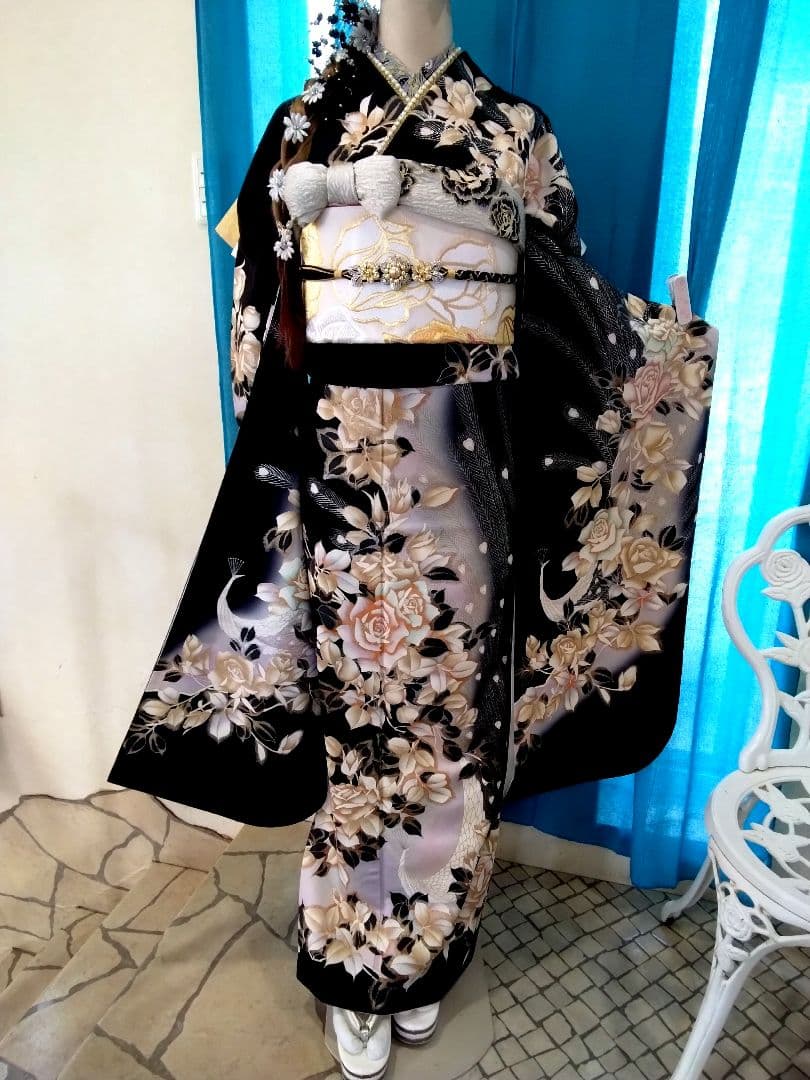 振袖フルセット、鈴乃屋振袖成人式、重ね衿帯揚げ帯締め、西陣袋帯、襦袢、ガード加工