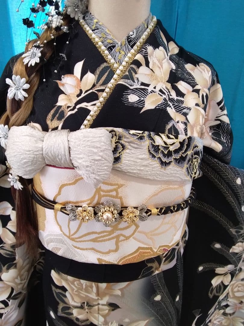 振袖フルセット、鈴乃屋振袖成人式、重ね衿帯揚げ帯締め、西陣袋帯、襦袢、ガード加工