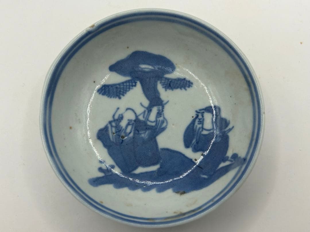 中国　清時代　染付　三星紋小皿3点　乾隆年製銘　送料込み1026