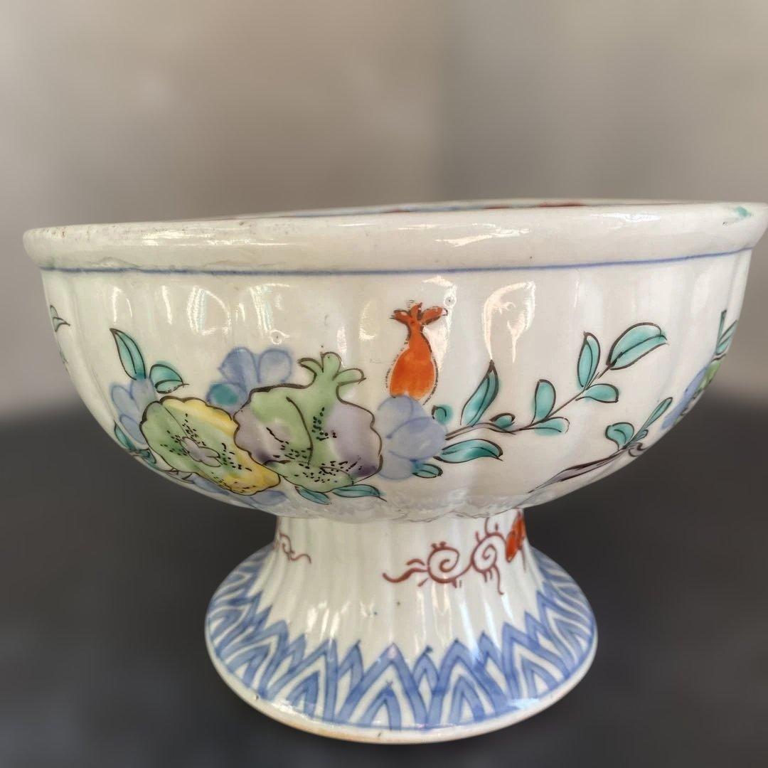 カケヒビなし古伊万里　杯洗　盃洗　色絵杯洗　陶芸　年代物