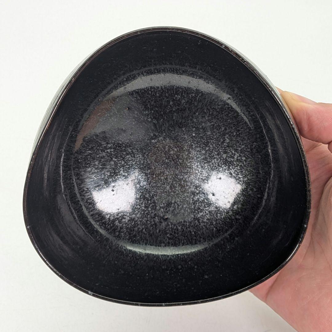 岡山県重要無形文化財 黒井一楽 虫明焼 黒釉茶盌「寿山」 用心箱 抹茶碗 茶道具