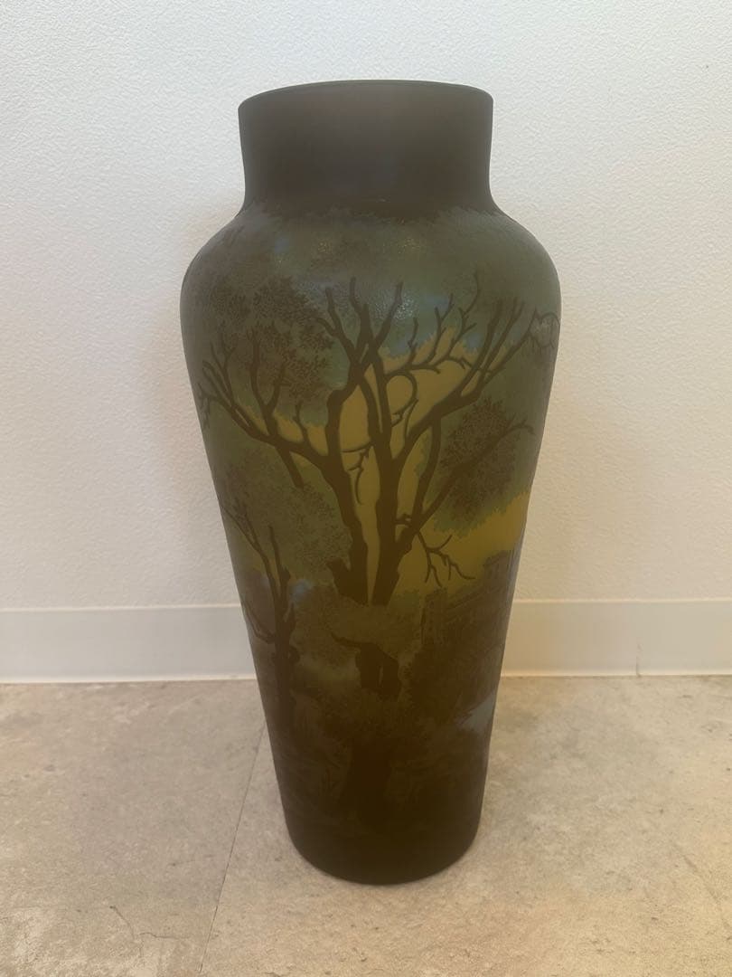 ルーマニア　チップガレ工房　TIP Galle 風景文花瓶　エミール　ガレ　箱入