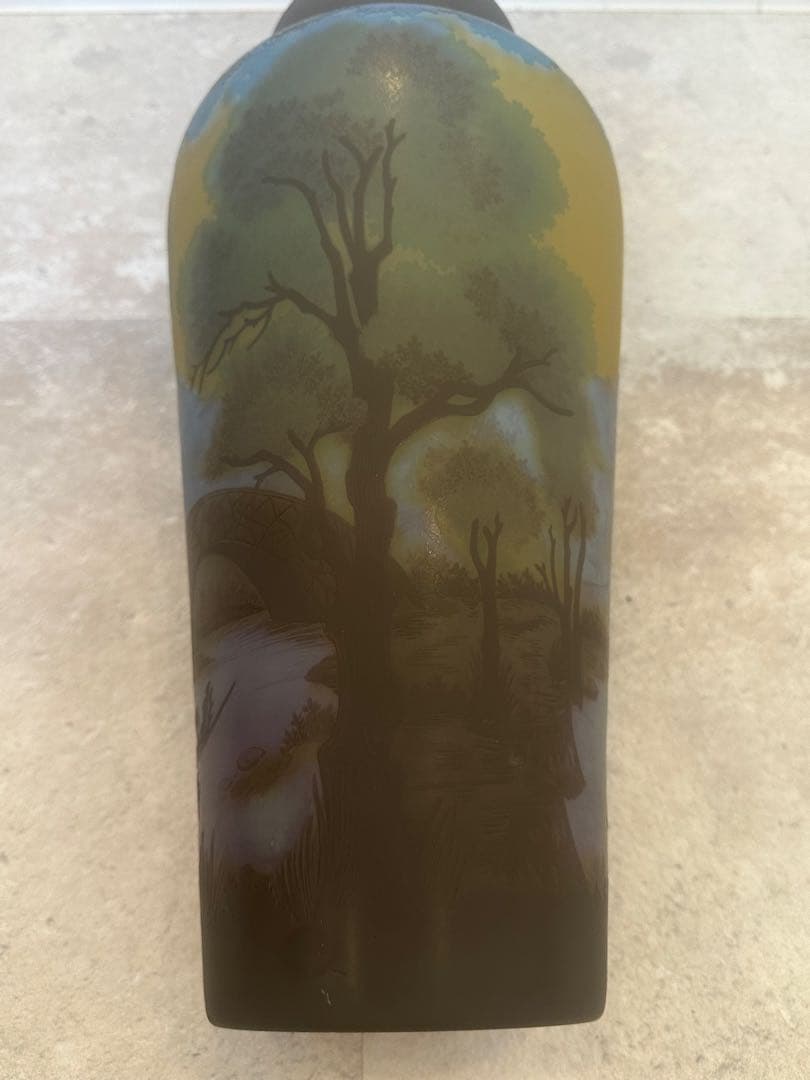 ルーマニア　チップガレ工房　TIP Galle 風景文花瓶　エミール　ガレ　箱入