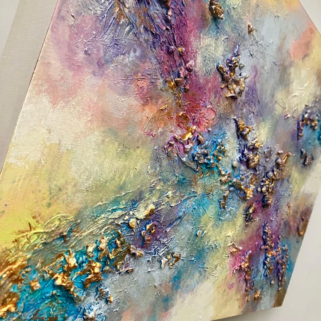 holiday＊木製パネル　絵画　原画　抽象画　テクスチャーアート　冬　モダン