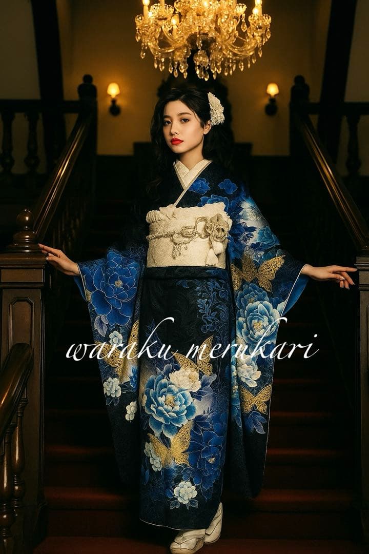 ♦︎御専用ページ♦︎大胆な牡丹と蝶々の紋様振袖♦︎成人式♦︎銀通し♦︎正絹逸品