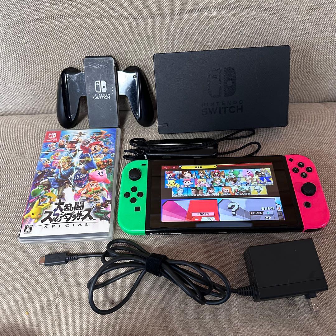 Nintendo Switch 本体 初期型　スマブラ、ACアダプタ付き