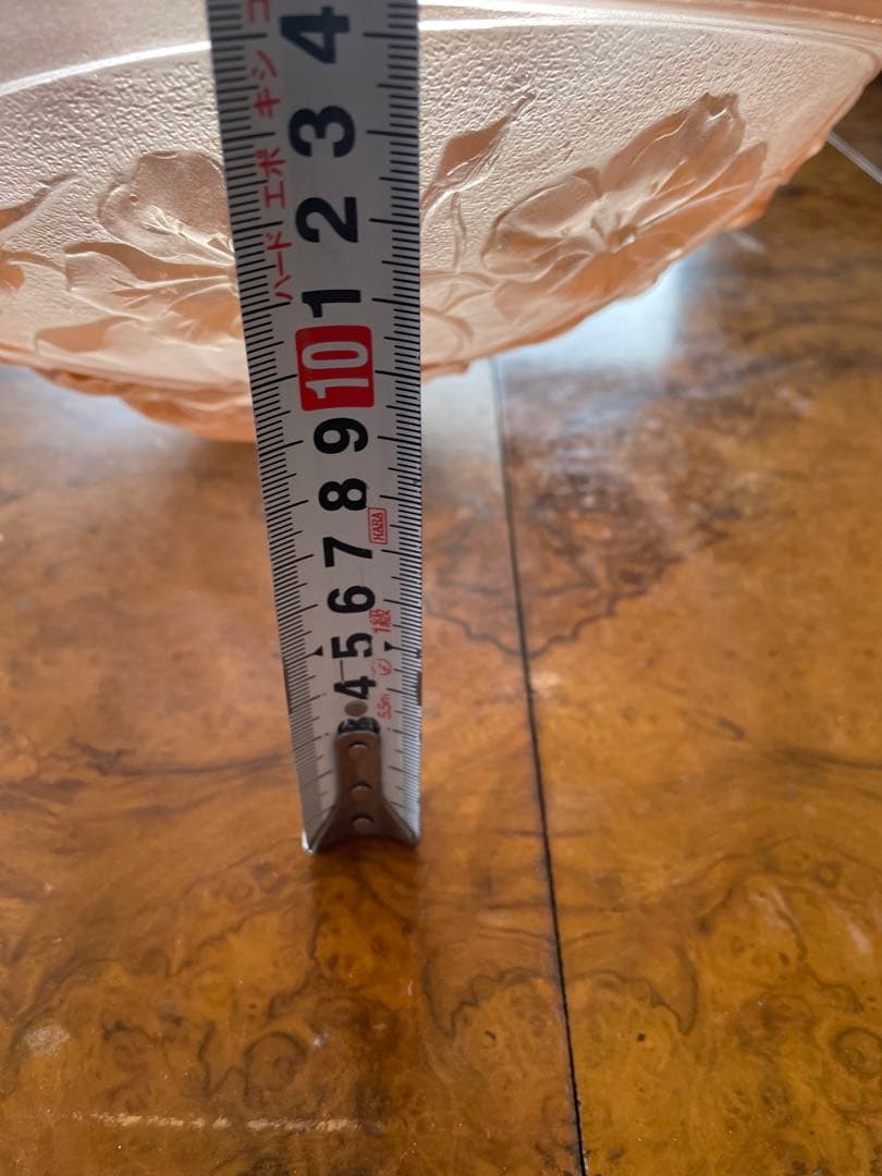 アールデコ　フロストガラス　吊り下げライトのガラス① ピンク