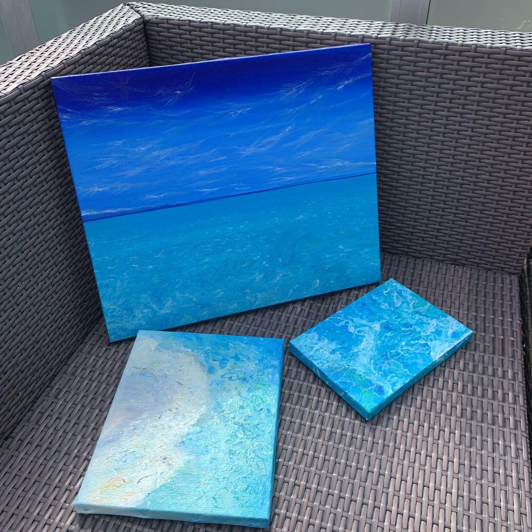 セット　アート　海の絵　油絵キャンパス　絵　絵具　インテリア　IKEA ZUNI