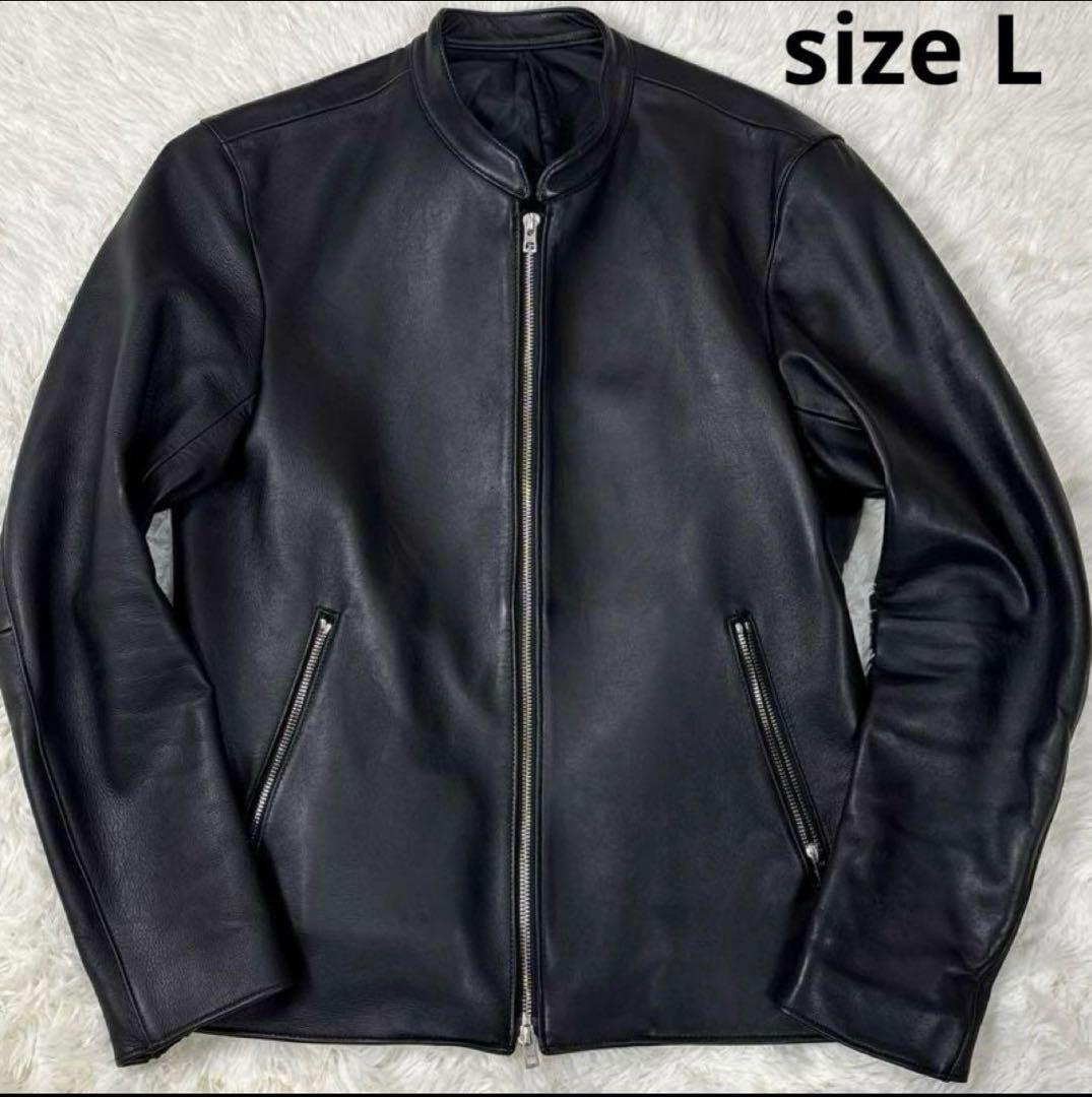 極美品✨ LIDNM シングルライダース シープスキン 羊革　ダブルジップ　L