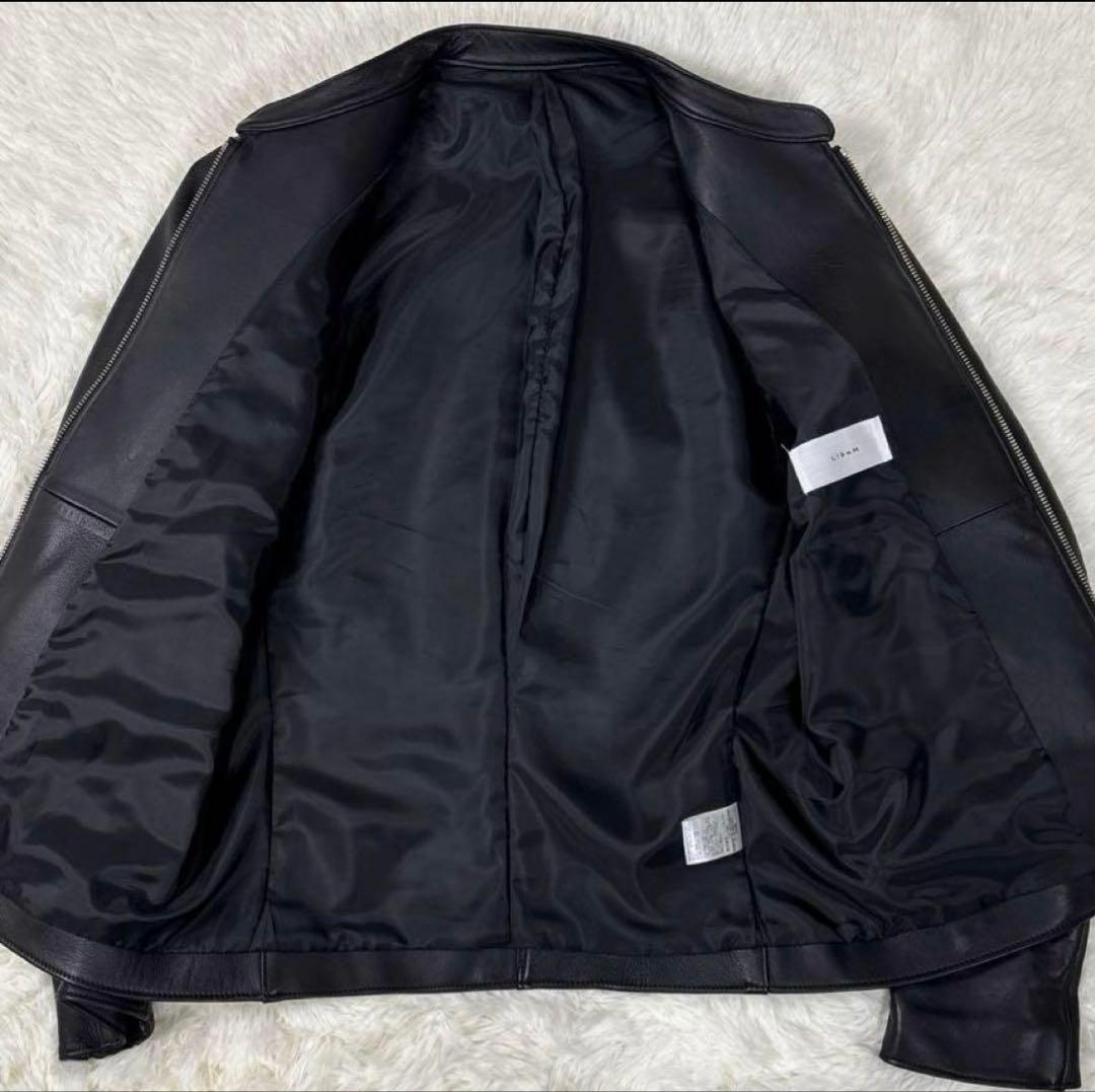 極美品✨ LIDNM シングルライダース シープスキン 羊革　ダブルジップ　L