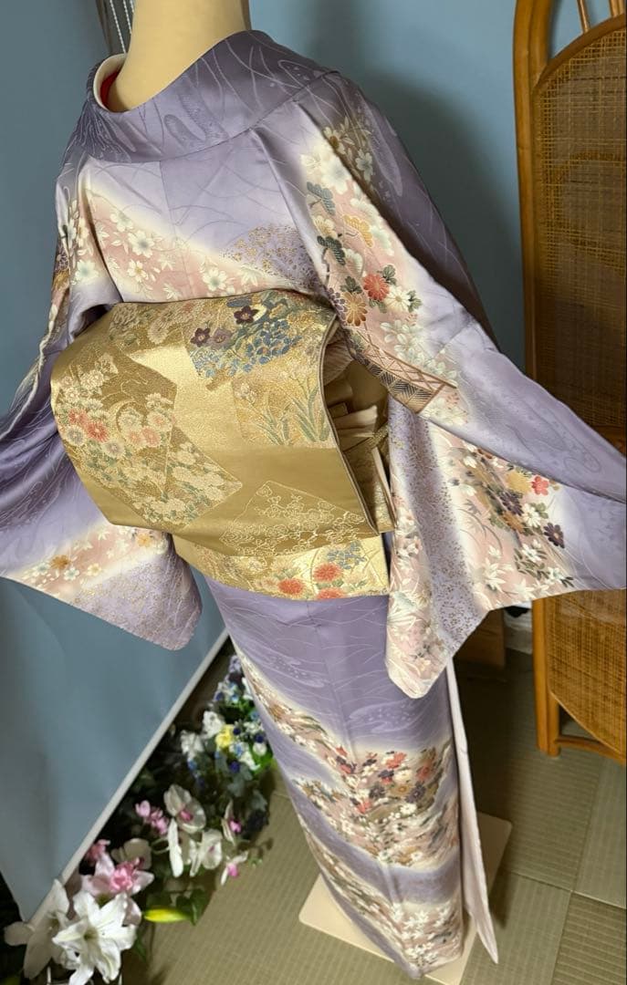 訪問着フルセット　籠　牡丹　四季の花　錦彩