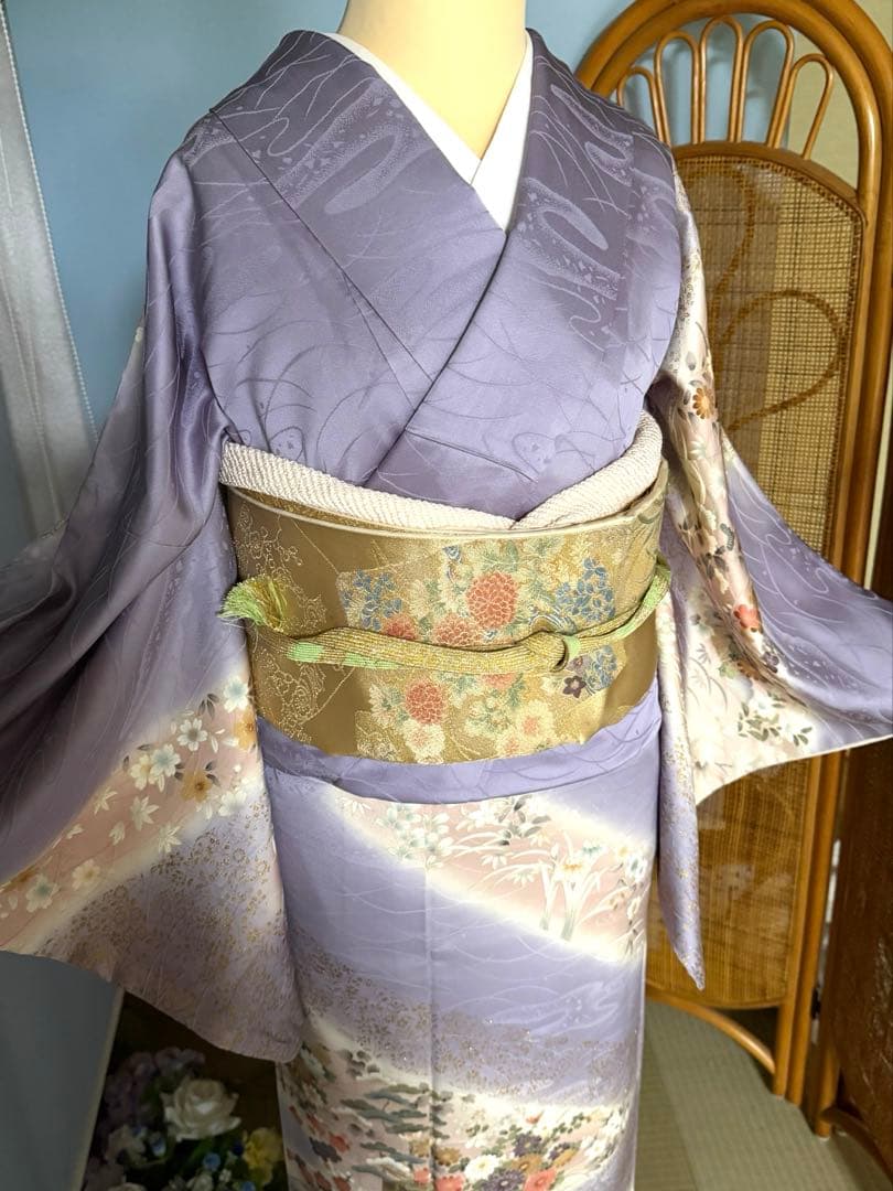 訪問着フルセット　籠　牡丹　四季の花　錦彩