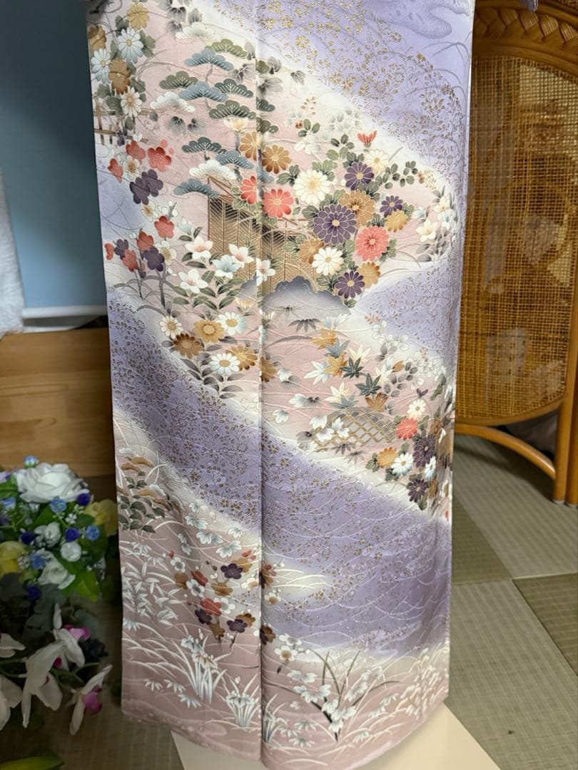 訪問着フルセット　籠　牡丹　四季の花　錦彩