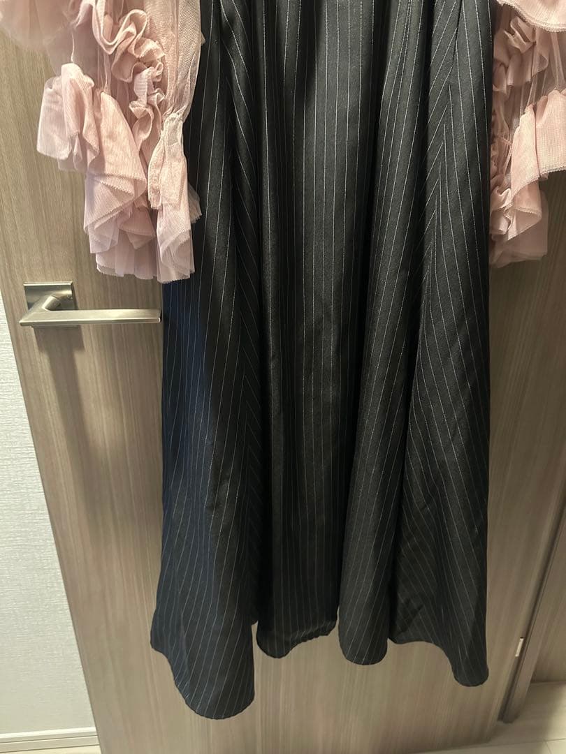 et.UNiVER フリルスリーブドレス　ブラック　オケージョン　参列　ドレス