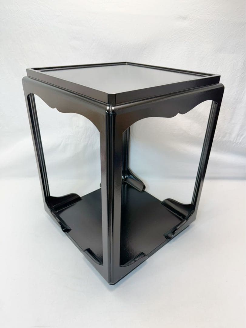 ほぼ未使用 茶道具 宗旦好写 黒一閑塗 高麗卓 木製漆器 煎茶道具 茶棚 元箱