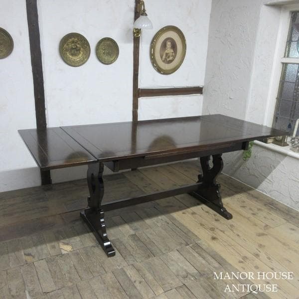 イギリス アンティーク 家具 ダイニングテーブル ドローリーフ 英国 6986c