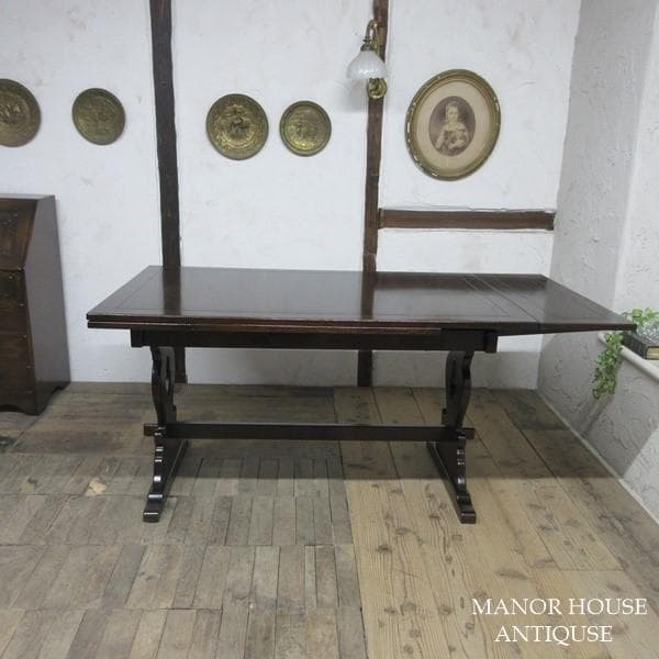 イギリス アンティーク 家具 ダイニングテーブル ドローリーフ 英国 6986c