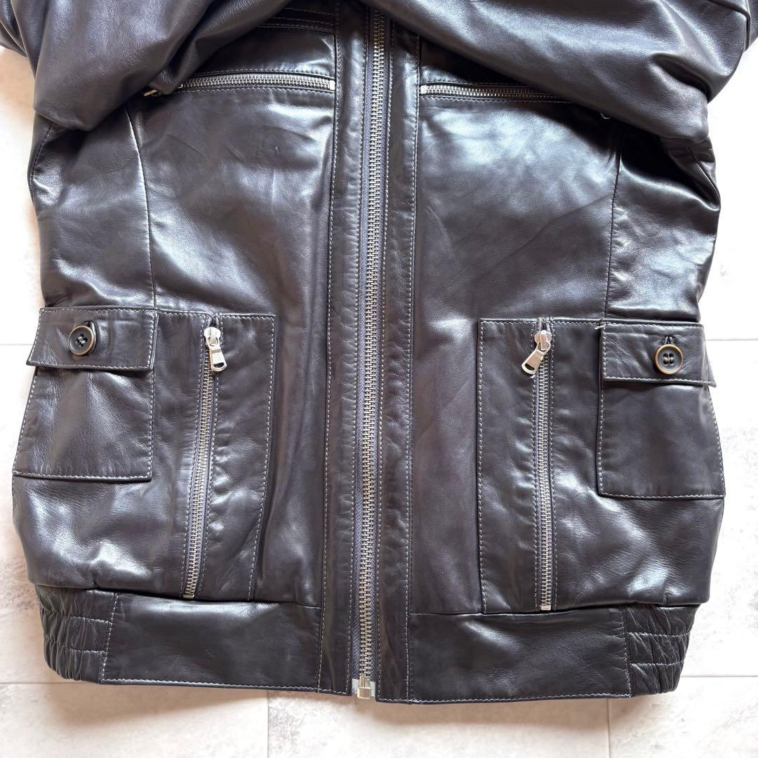 【超希少】ディーゼル ホースハイドレザージャケット グレー フルジップ 馬革