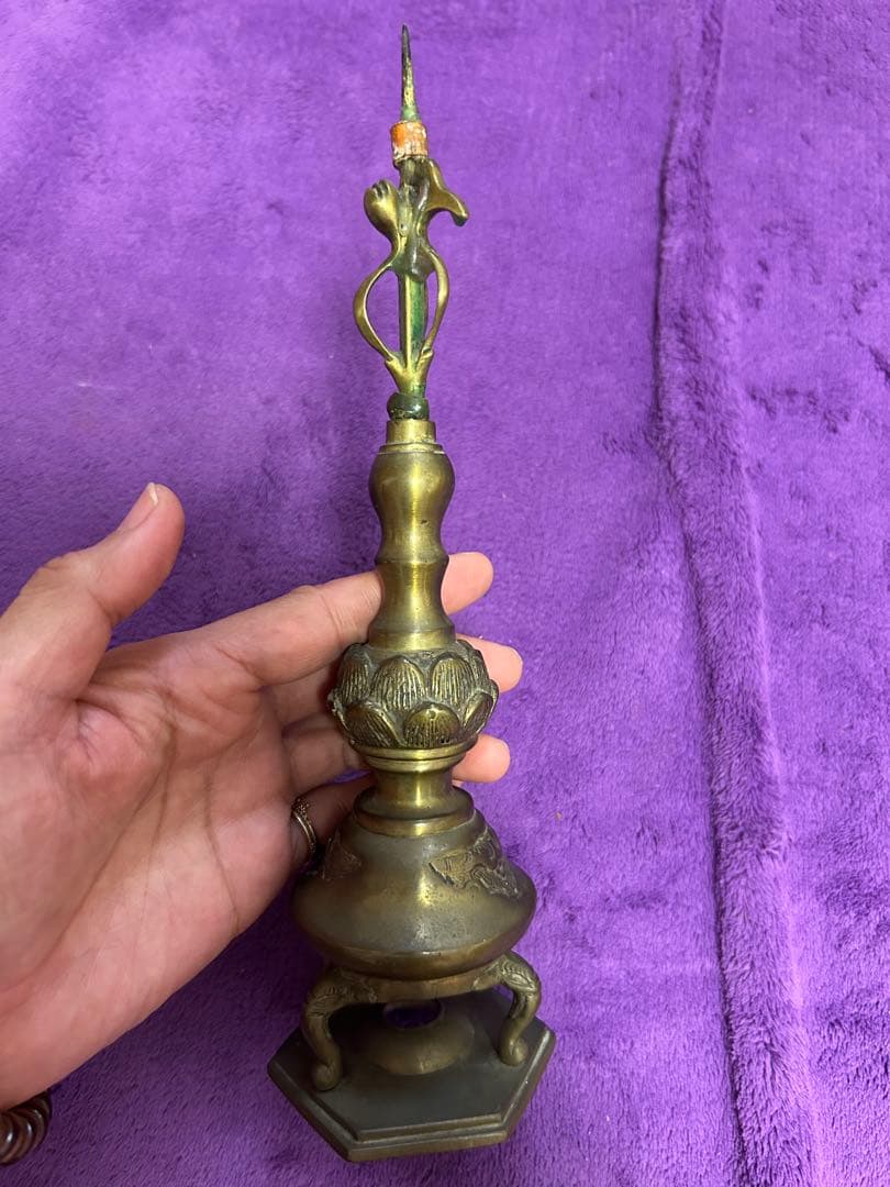 金属工芸 ロウソク立て 仏具 仏教美術 インテリア オブジェ