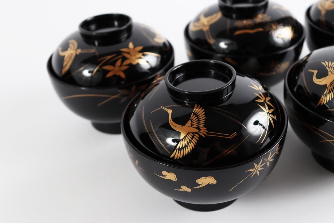 K*o様 輪島塗 蒔絵 吉祥文 吸物椀 人間国宝 大場松魚 寺井直次 監修 共箱