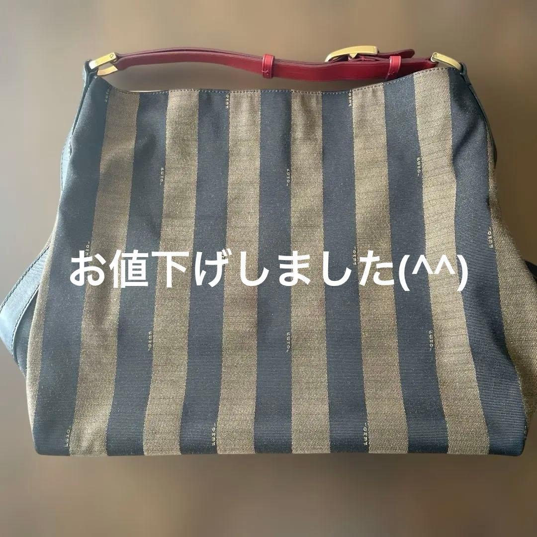 FENDI ストライプキャンバスショルダーバッグ
