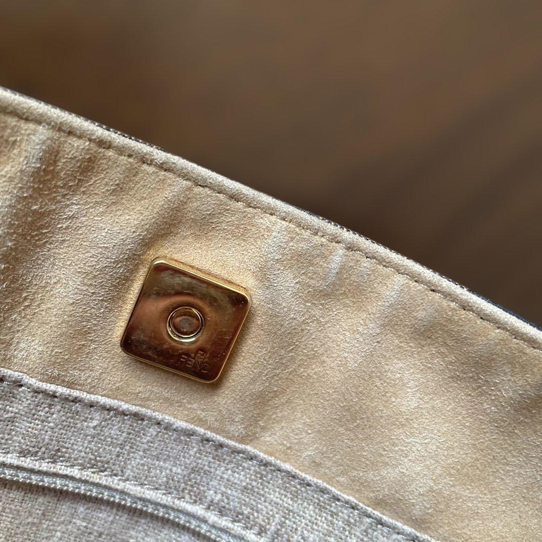FENDI ストライプキャンバスショルダーバッグ