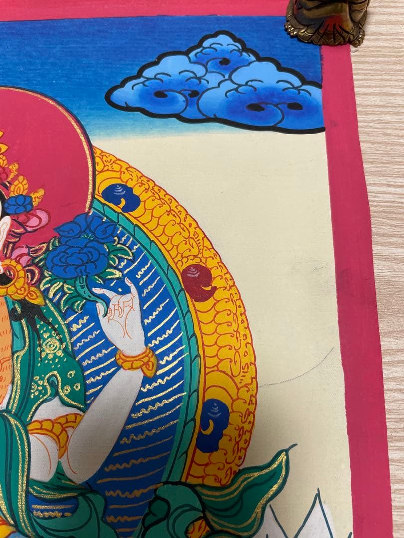 《 チベット密教　1点物 》 手描き　曼荼羅　チャングリシー　観音　仏教　密教